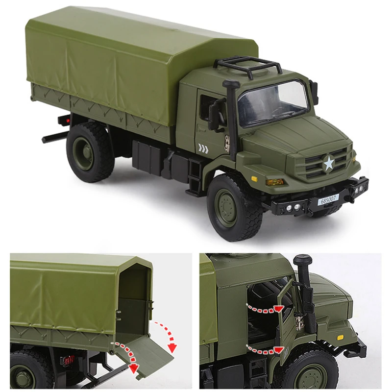 Alloy Military Tactical Truck Car Model Diecast Metal Military Transport Vehicle Armored Car Model Simulation Children Toys Gift