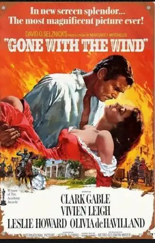 GONE WITH THE WIND MOVIE METAL TIN SIGN ART MOVIE NOSTALGIA CLARK GABLE WALL ART