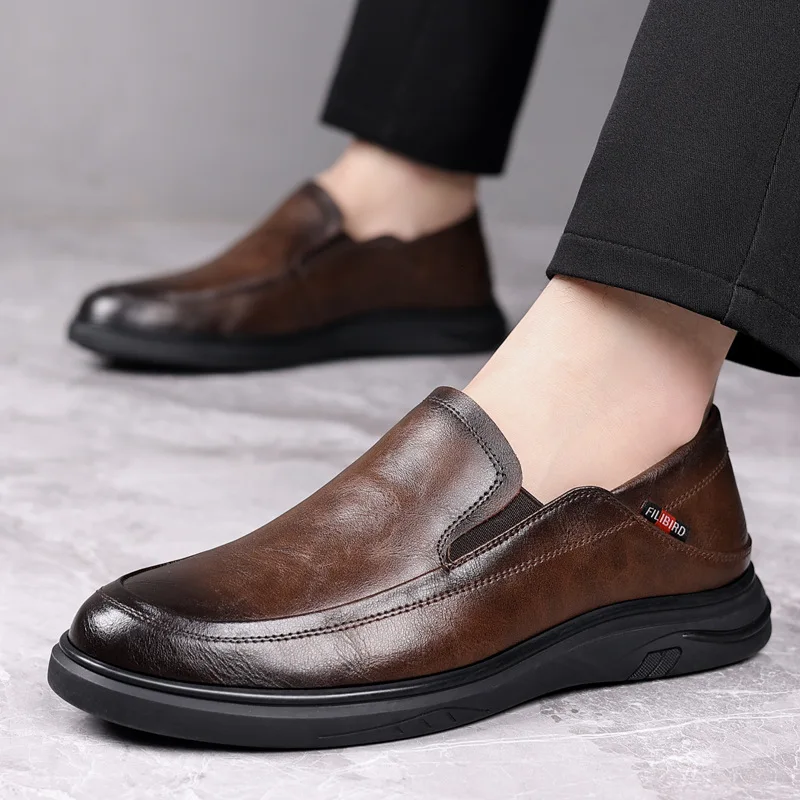 Fashion Casual Leather Men\'s Dress Shoes Spring Autumn New Designer Soft Sole Solid Color Loafers Man