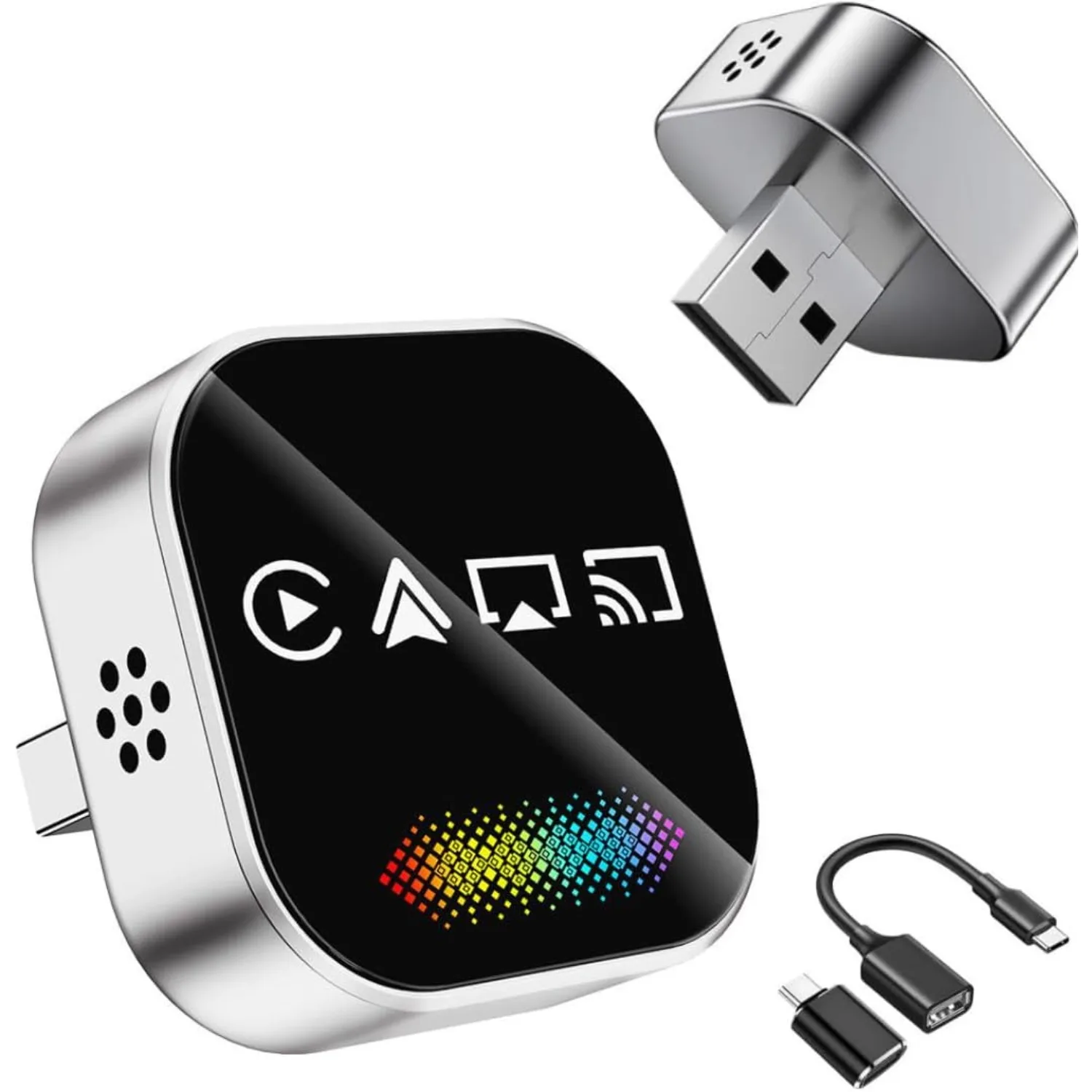 3-In-1 Wireless Car Adapter | Plug And Play Screen Wireless Carplay Mirror Link Adapter for Ios And Android, Supports 2.4/5Ghz Wifi And BT 5.0, App Control, Fast And Stable Wireless Carplay Plug