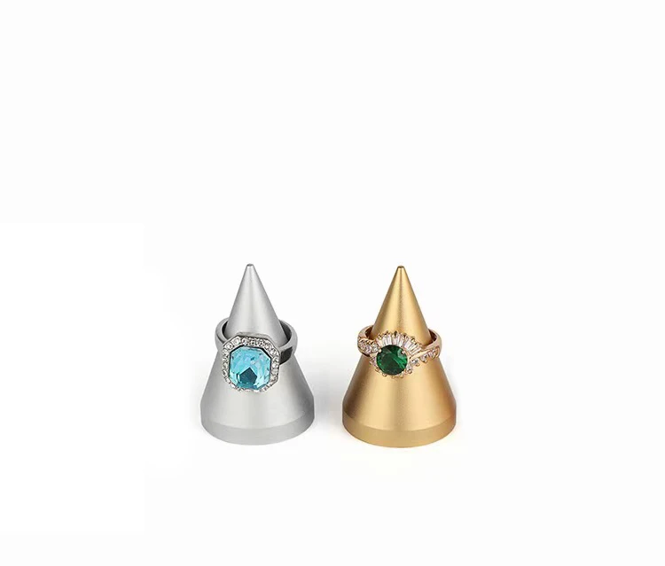 Finger Ring Jewelry Display Ring's Holder Solid Metal Cone Organizer Hand Bague Jewellery Presentation Stand Storage Rack Base