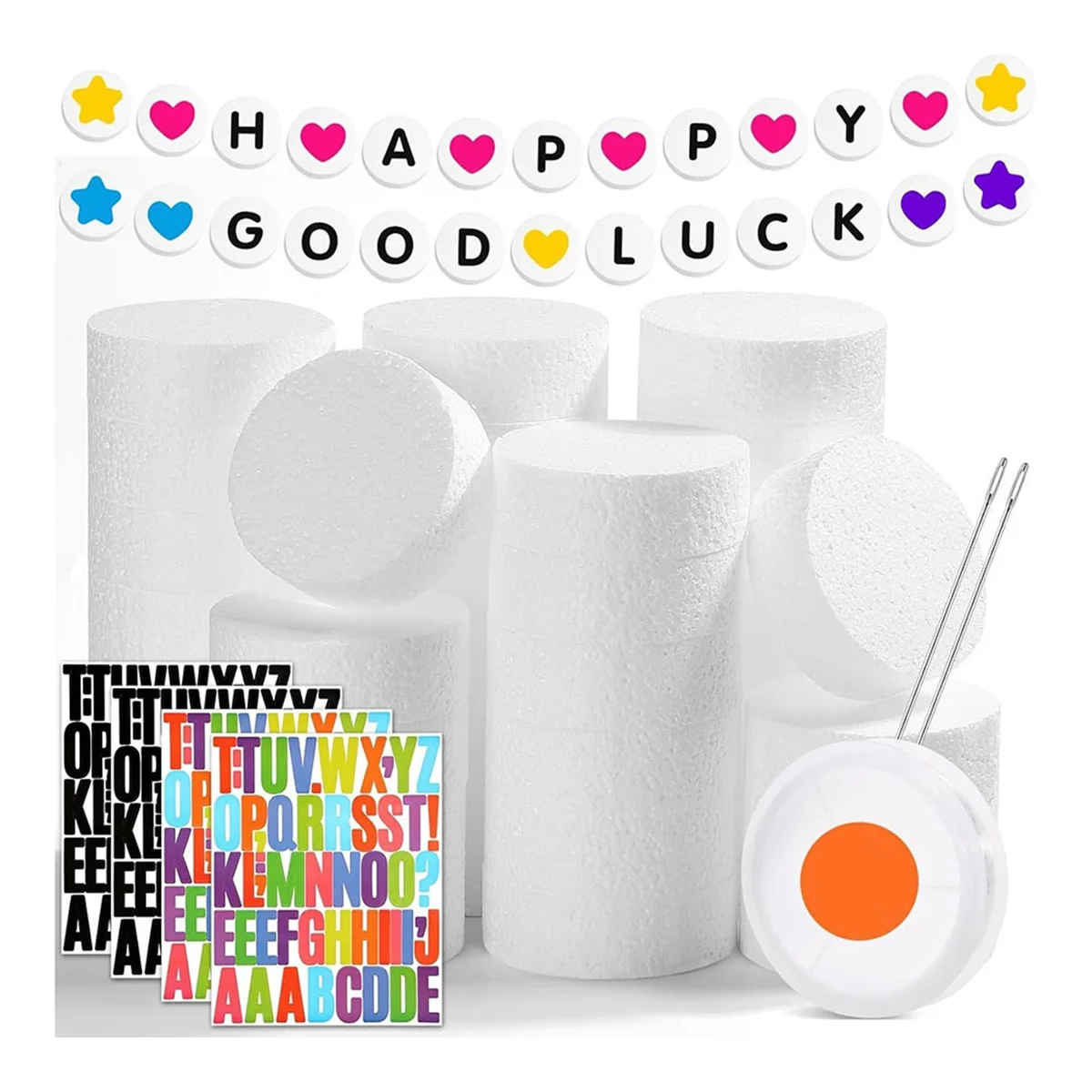 New 36 Pieces Handmade Foam Circles, 3 Inch Foam Discs for Giant Friendship Bracelet Banner Birthday Decoration DIY Project