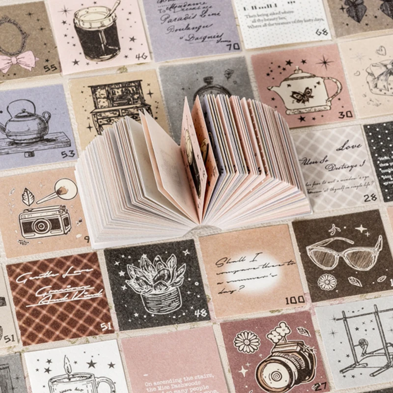 Card Lover 100 stuks [100 dagen check-in-serie] Sticky Notes Lichtgewicht schrijfpapier Sweet Home Bezoek Outfit Research