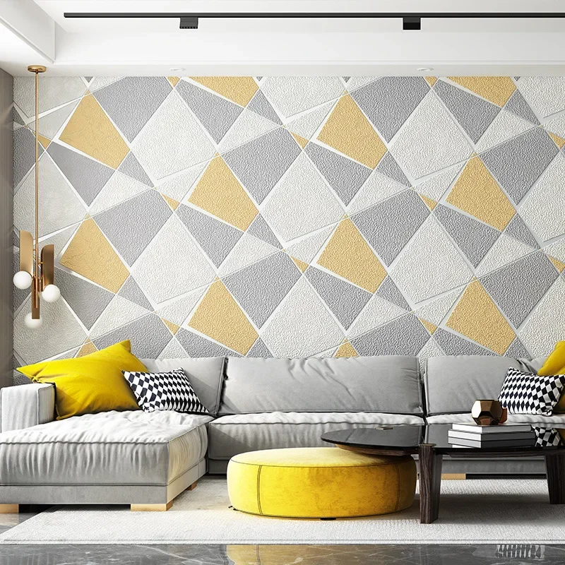 현대 3D 솔리드 기하학 벨벳 벽지 TV 배경 벽지 거실 장식 침실 장식