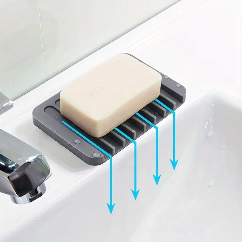 Image of 1 Stück Silikon-Seifenhalter ohne Bohren, kreativer rutschfester Regalhalter für Küche, Bad und Badewanne