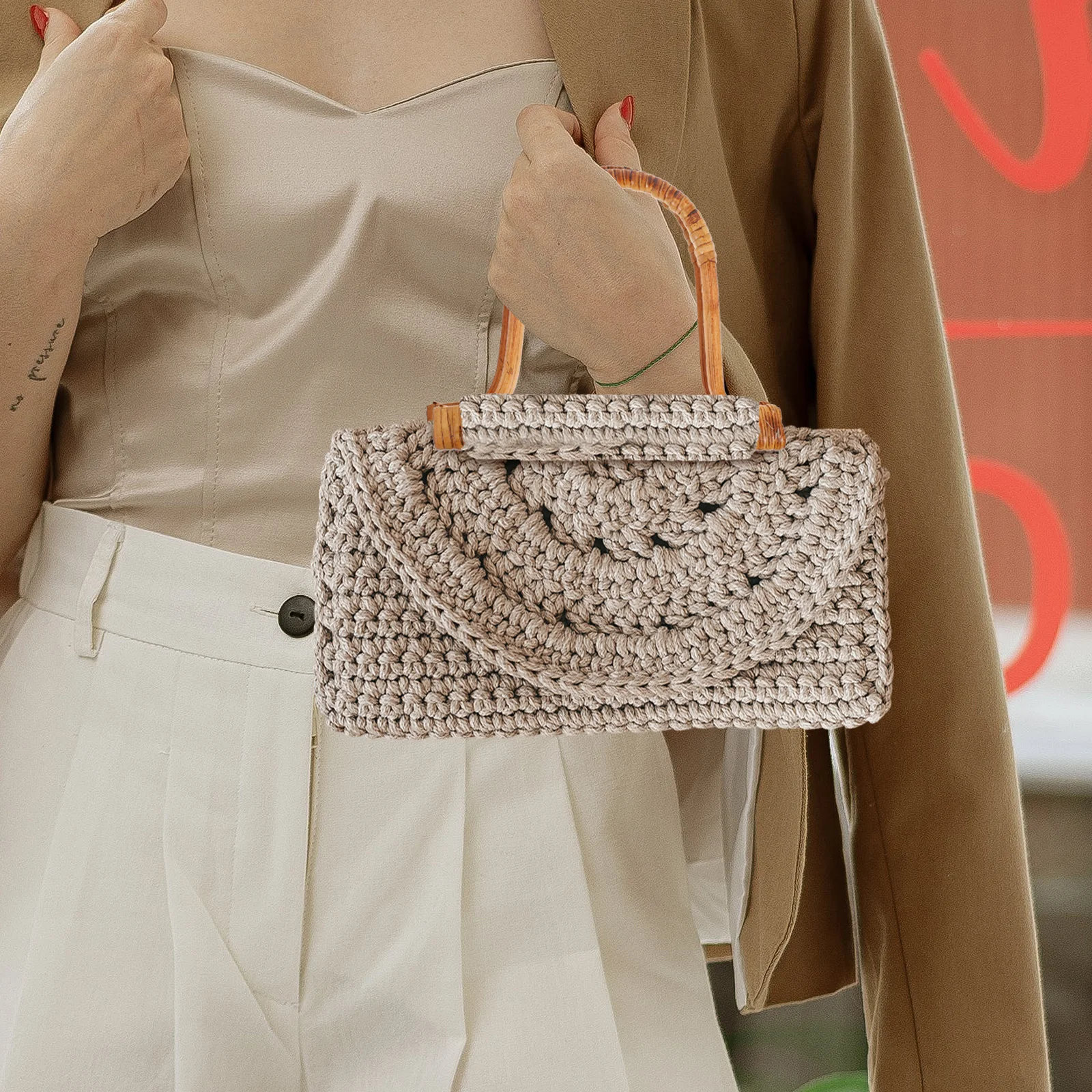 

2Pcs Rattan Bag Handles Rustic Wear-Resistant Replacement Handles for Handbag DIY Accessories Comfortable Ergonomic Grip Purse