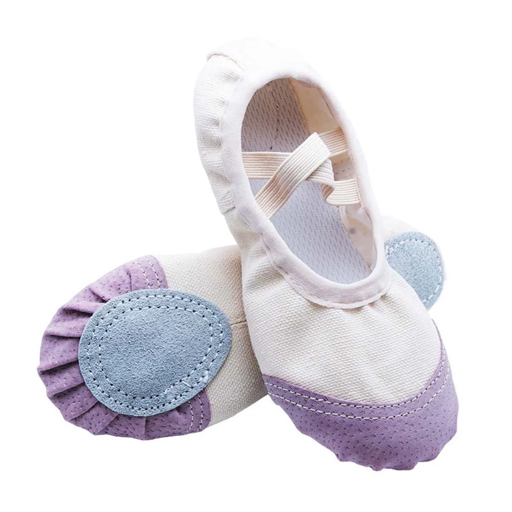 Cloth Ballet Shoes for Children Polyester Elastic Band Soft Pointe Shoes 24-30 Pleated Dance Slippers Gym Yoga