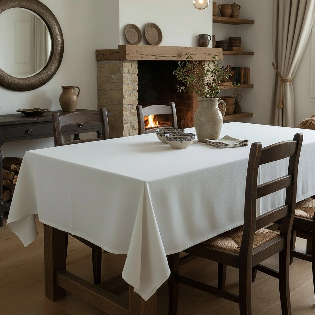 A piece of fabric, 2D flat, simple and practical white tablecloth, suitable for tablecloths in modern minimalist style.yzb