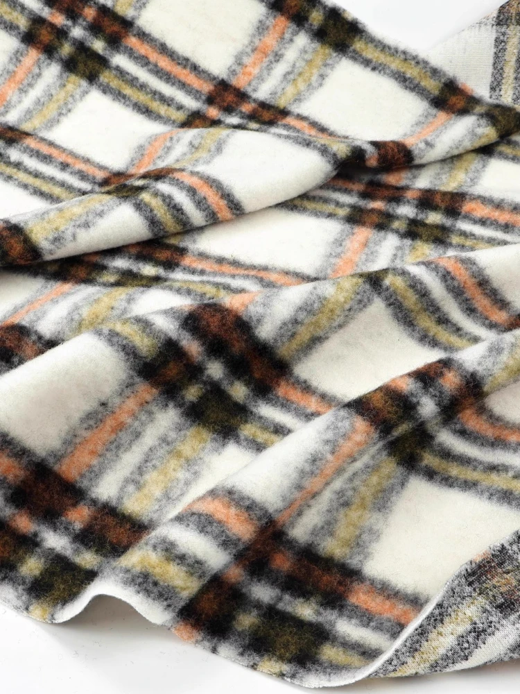

Thicken Large Plaid Standing Woolen Fabric for Micro Elasticity Coat Jacket Clothing Cloth Diy By The Meter Sewing Material