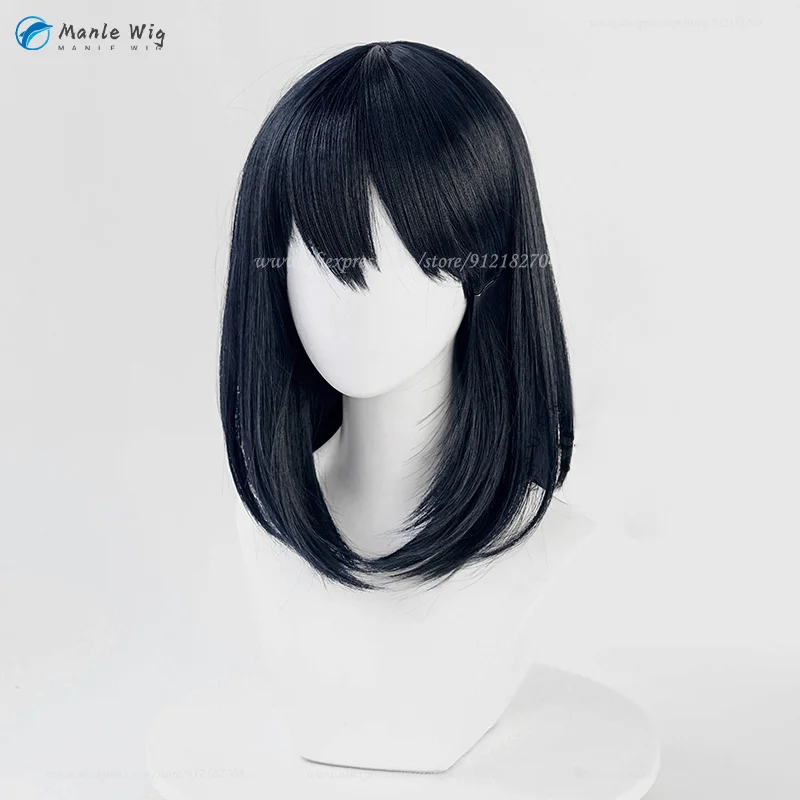 Anime Cos!! Shimizu kiyoko Cosplay Wig 45cm Black Blue Cosplay Props Wigs Heat Resistant Synthetic Hair Role Play + Wig Cap