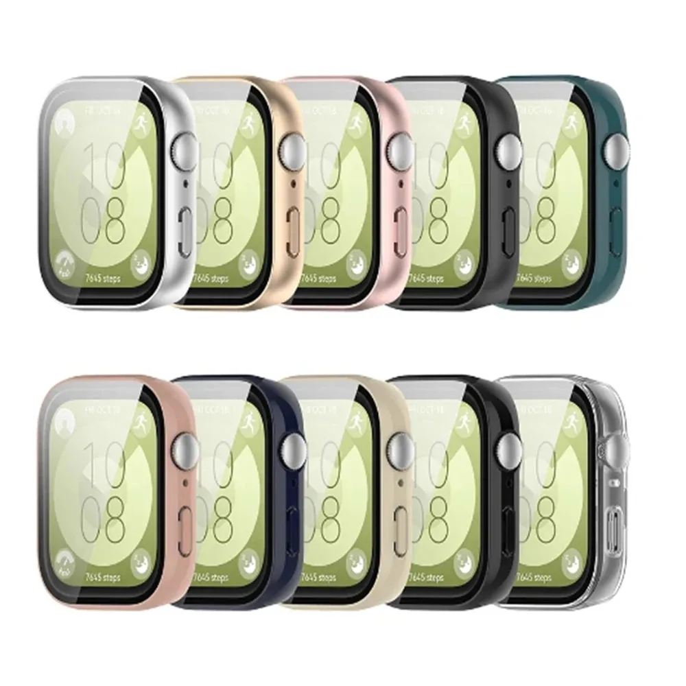 อุปกรณ์ป้องกันหน้าจอสำหรับนาฬิกา Huawei พอดีกับ3เคสอุปกรณ์เสริม PC กรอบกันกระแทกฝาครอบกระจกนิรภัยสำหรับ Huawei สาย fit3
