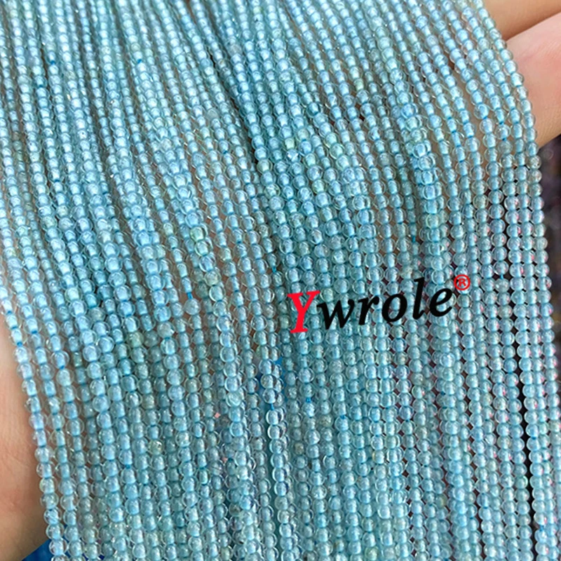 2MM Smooth Round Natural Stone AAA Clear Blue Apatite Loose Spacer Beads for Jewelry Making Diy Bracelet Charms Accessories