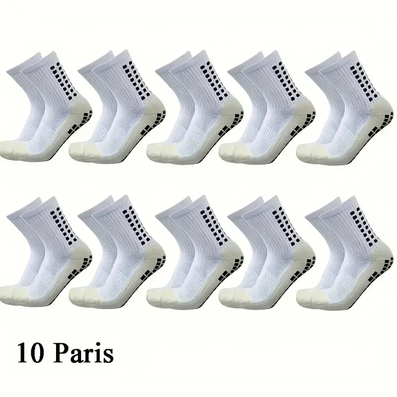 

10 Pairs Non-slip Silicone Bottom Football Socks Men Women Sports Socks Breathable Soccer Baseball Socks Outdoor Yoga Socks