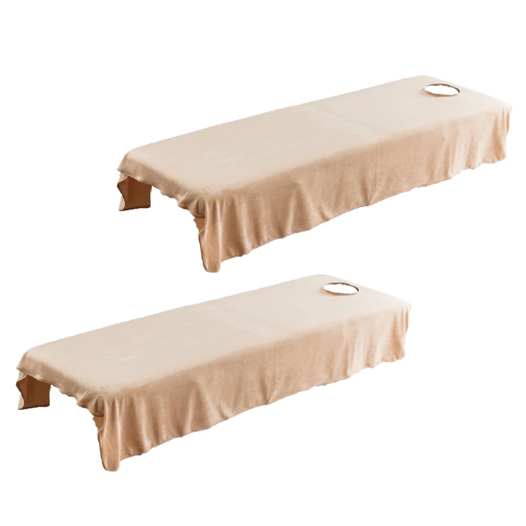 2x Massage Table Bedding Sheets Cosmetic Facial Bed Cover with Face Hole