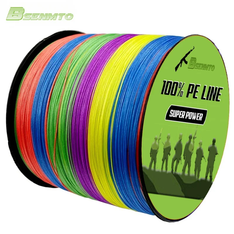 BSENMTO Saltwater Freshwater Braided Fishing Line 4 Strands 4 Smooth Wire Multifilament PE Carp Thread 300M 500M 1000M 100M