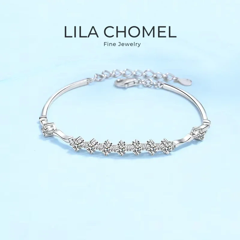 

Wedding Jewelry 18K White Gold Bracelets Girlfriend Birthday Gift 1.35CT Moissanite Diamond PT950 Platinum Women Valentine's Day