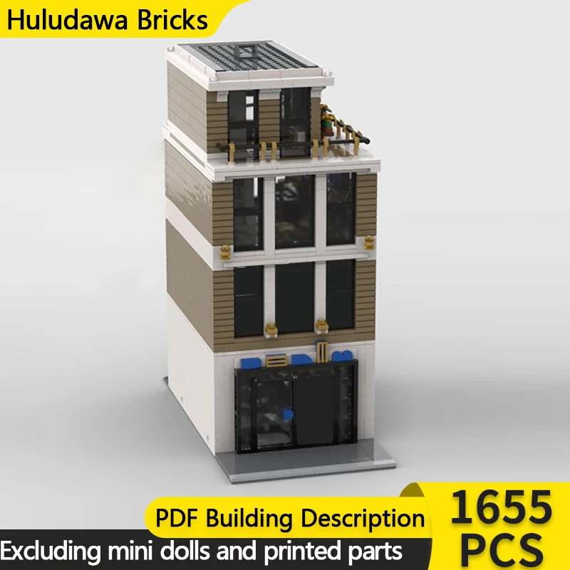 

Модель с видом на улицу, MOC, строительные кирпичи, современный коммерческий городской дом, модульная технология, детские праздничные подарки, сборные игрушки, костюм