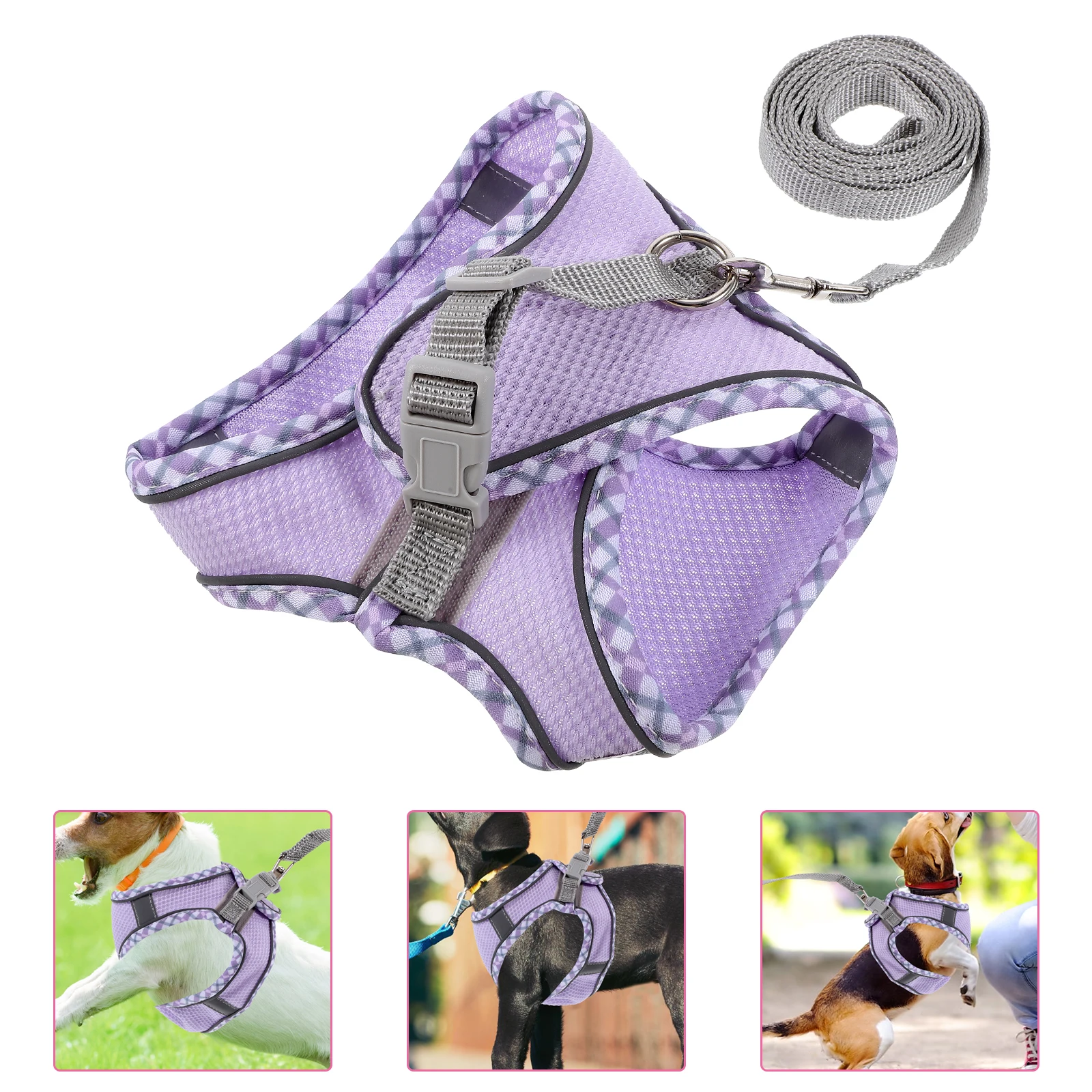 

1 set Pet Dog Harness With Leash Set Adjustable Vest For Small Medium Dogs Lightweight Anti-Escape Design Fashionable Color