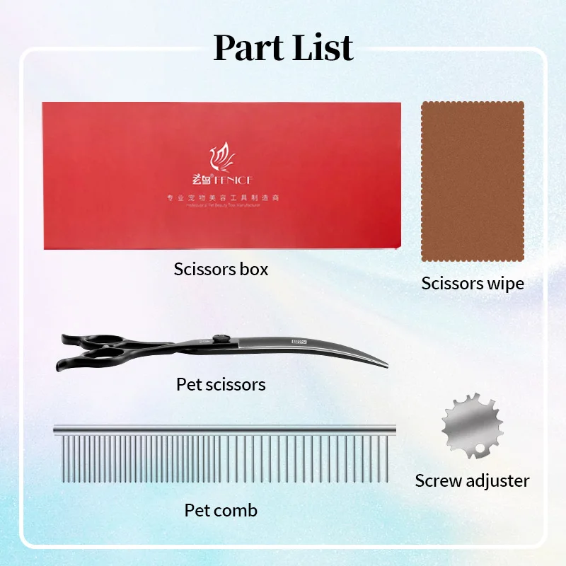 Imagem -06 - Fenice Professional Pet Grooming Scissors Kit Curvo e Thinner Tesoura Pente Curvo Black Dogs Ferramentas de Cabelo Jp440c 6.0 7.0 7.5