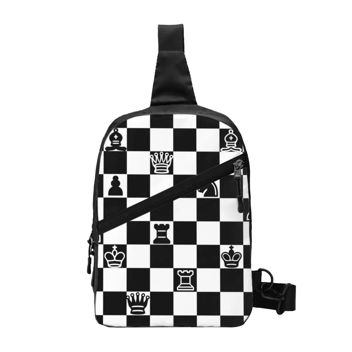 Mochila cruzada con eslinga de ajedrez personalizada para hombre, bolso de pecho de hombro para juego de tablero de ajedrez, mochila de día de viaje