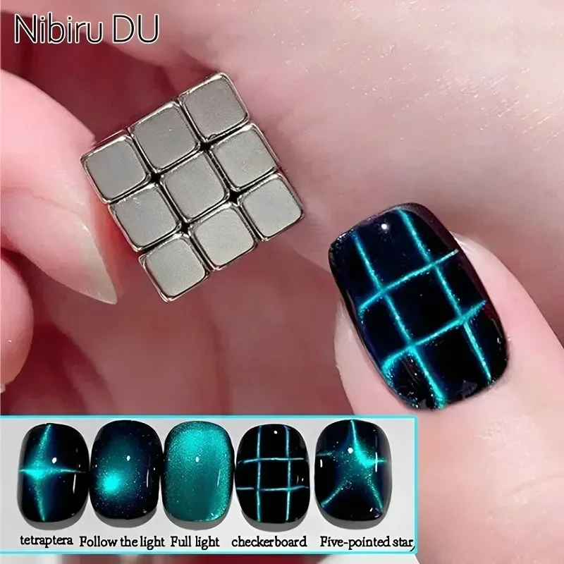 

27pcs Cat Eye Magnet Cube for Nails Strong Magnetic Square Stick 9D/5D Cat Eye Gel Polish Line Strip DIY Manicure Design Tool