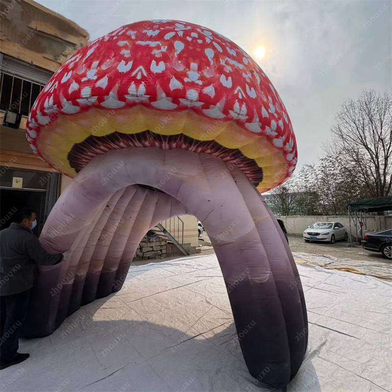 Aufblasbarer Pilz-Eingangstunnel, pilzförmiges Sonnenschutzzelt für Musikparty-Dekorations-Requisiten