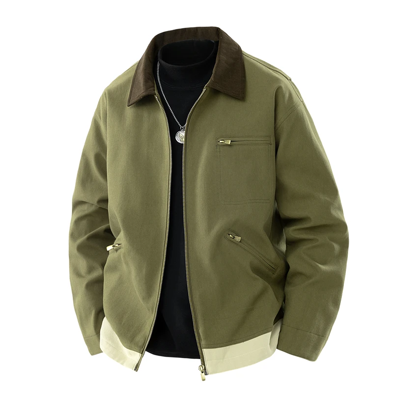 

Trendy Men's Jackets Autumn Popular Casual Vintage Style Denim Coat Zipper Pocket Windproof Coat Male Casual Baseball Jacket