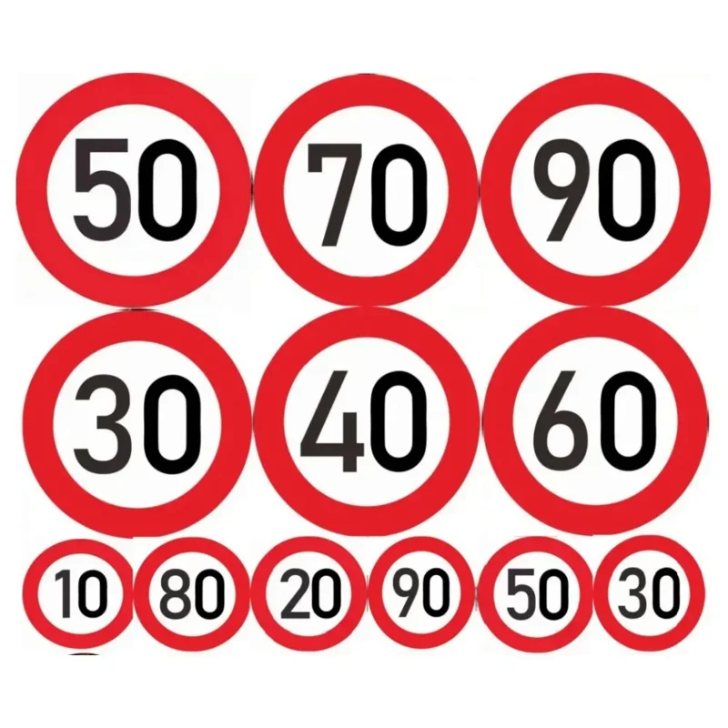 Traffic Signl,speed Limit 10.20.30.40.50.600.70.90 Km/h,Vintage Metal Warning Sign, Traffic Restriction, Outdoor Waterproof Sign