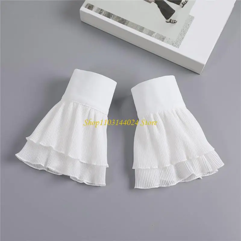 N5KE Victorian Colonial Jabot Ruffle False Collar and Cuffs Set for Parties