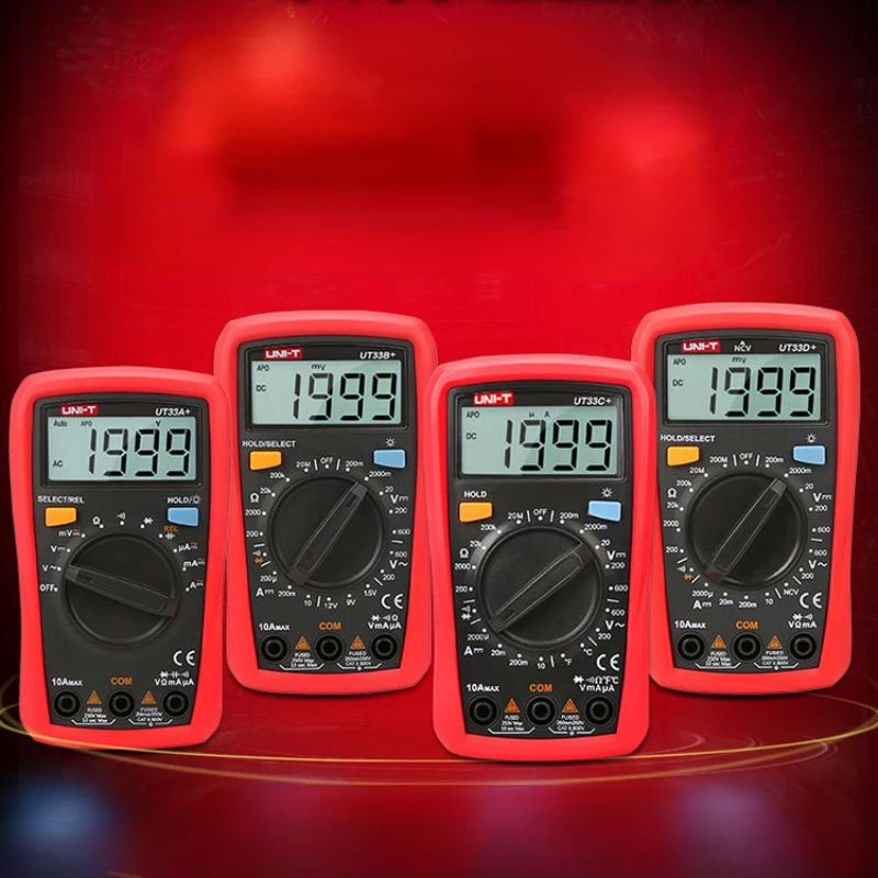 UT33C + digital multimeter, temperature measurement function, backlit display