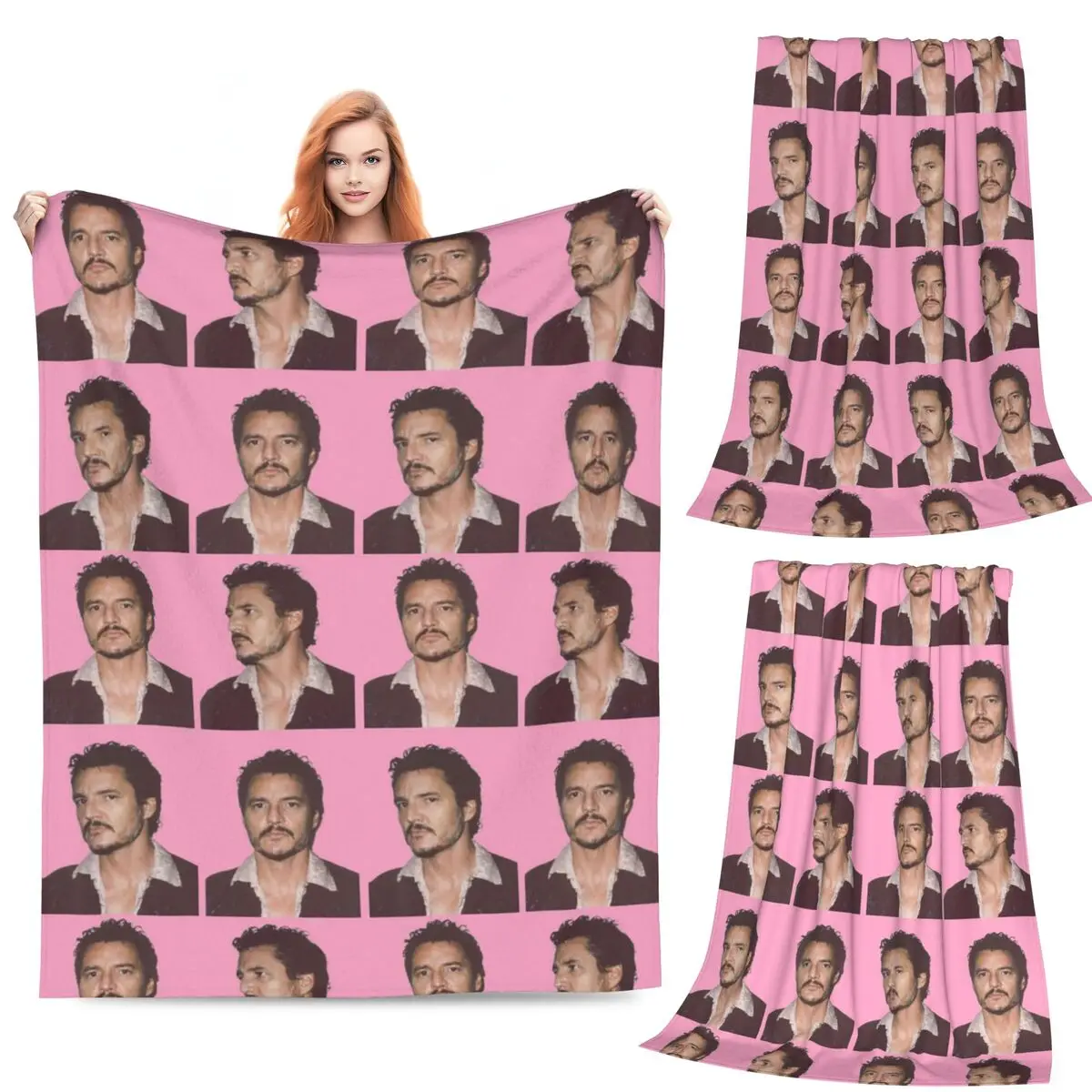 

Pedro Pascal Pattern Blanket Flannel Sofa Throw Blanket Warm for Home Bedroom Office Throws Bedspread Quilt