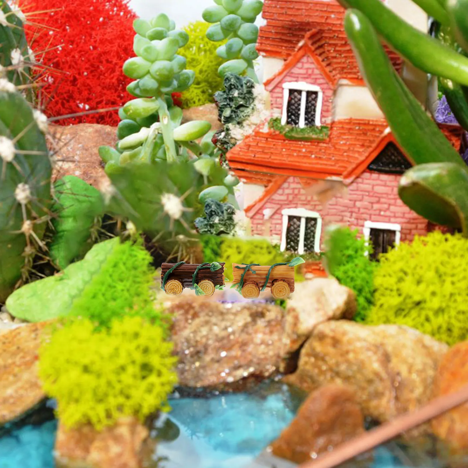 

2 Pcs Miniature Stump Car Decorations Wood Resin Model Micro Landscape Bonsai Fish Tank Garden Yard Balcony Ornament