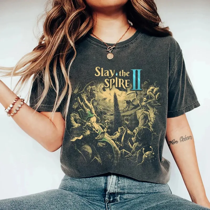 Kill Spire 2 T-shirt, Retro Game Themed T-shirt Summer New Cotton Casual and Fashionable T-shirt Suitable for Both Men and Women