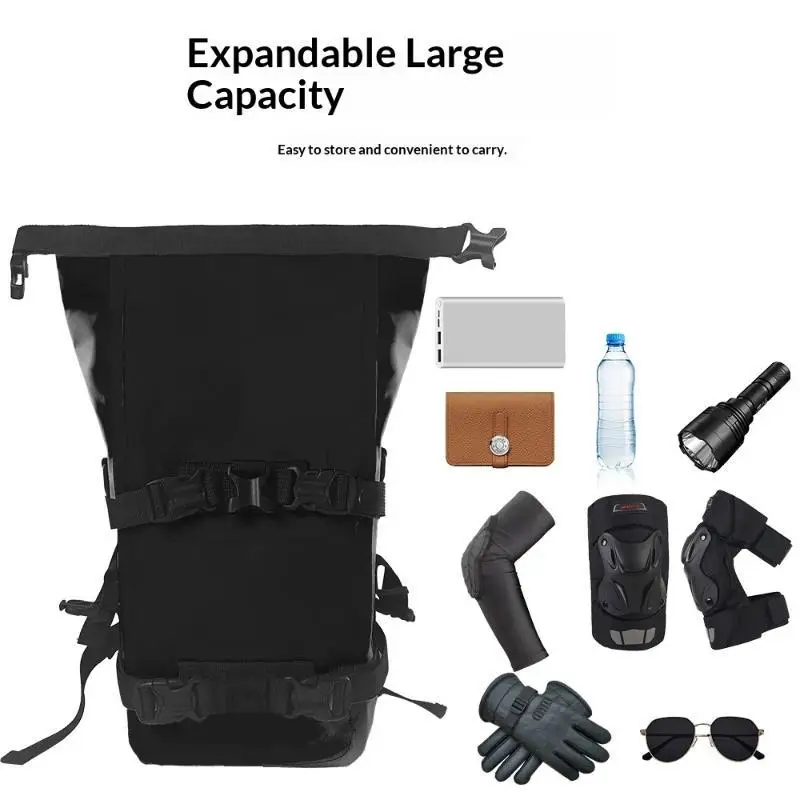 Universal Motorcycle Crash Bar Bag Waterproof PVC Wear-Resistant Motorbike Storage Pouch for Daily Commute