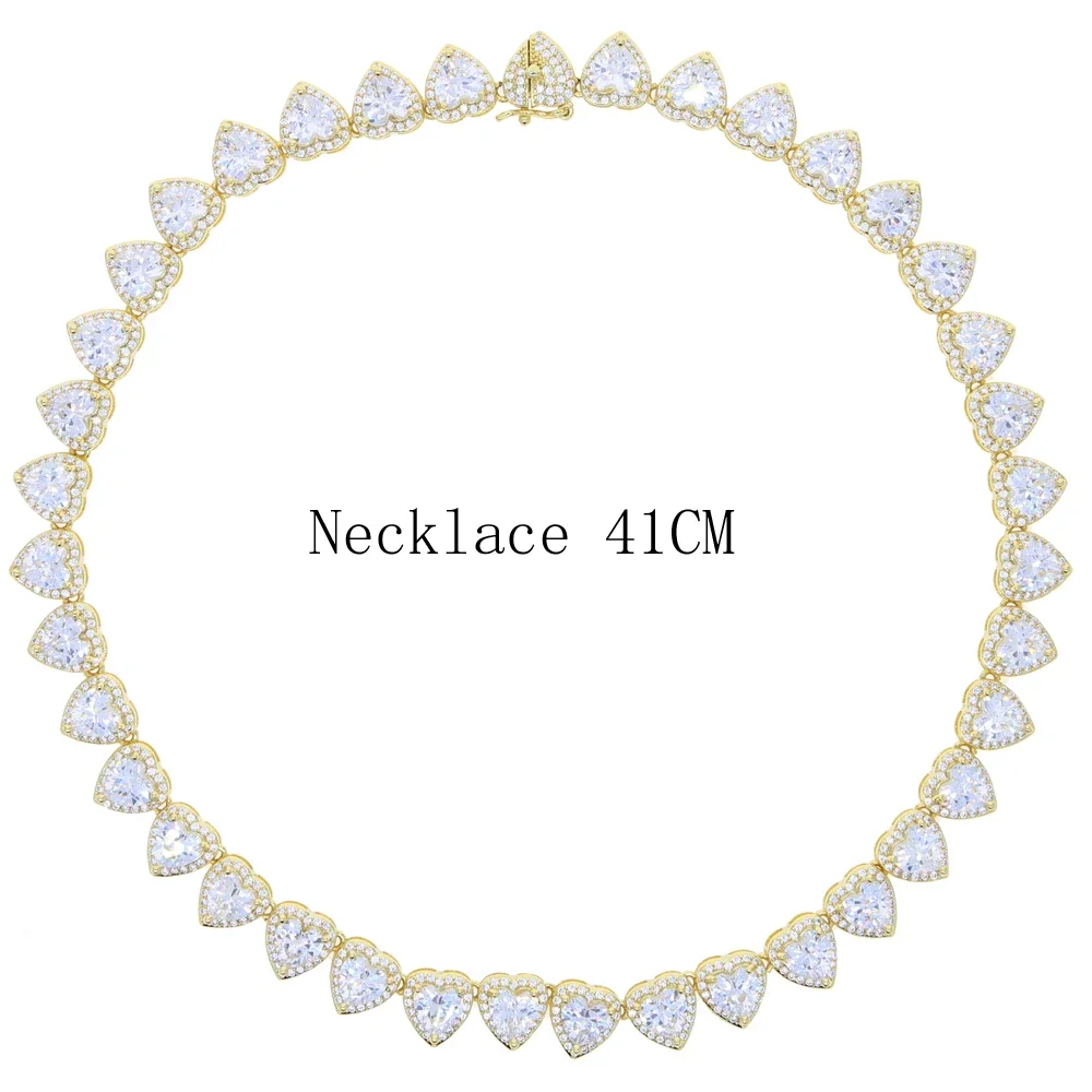 Short neck chain tennis chain luxurious sparkling heart-shaped zircon women's necklace exquisite jewelry Valentine's Day gift