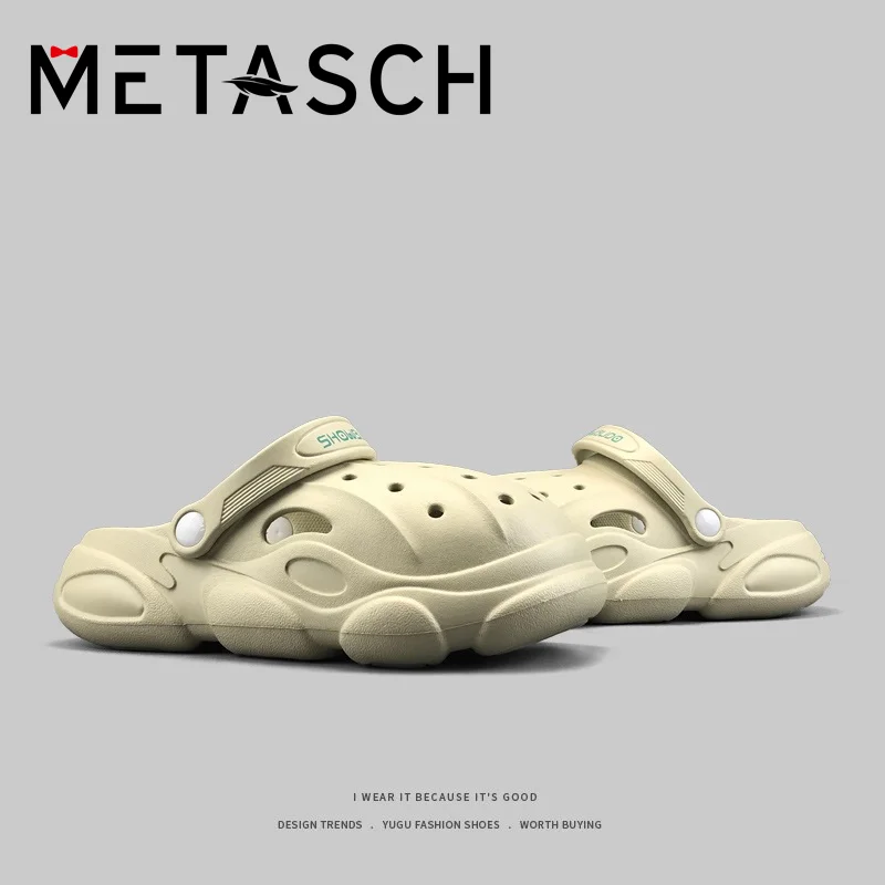 METASCH-Zapatillas gruesas transpirables para hombre y mujer, zapatos ligeros de playa, sandalias huecas con agujeros, para verano, Baotou