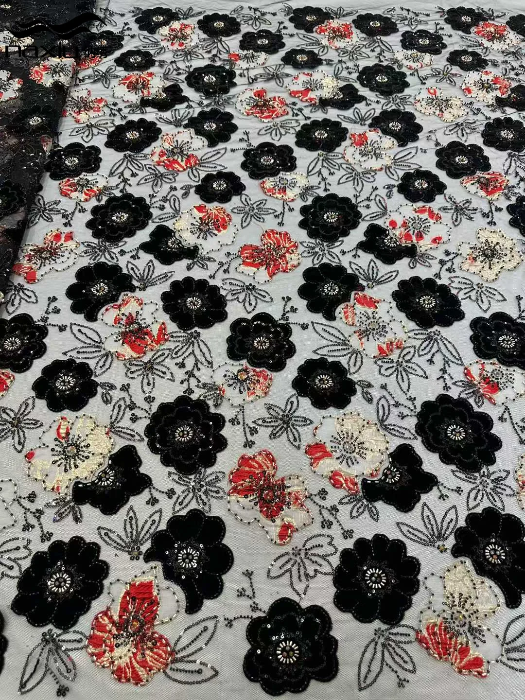 

Madison African 3D Lace Fabric High-Quality Mesh Sequins Embroidered French Sequin Groom Lace Nigerian for Women's Evening