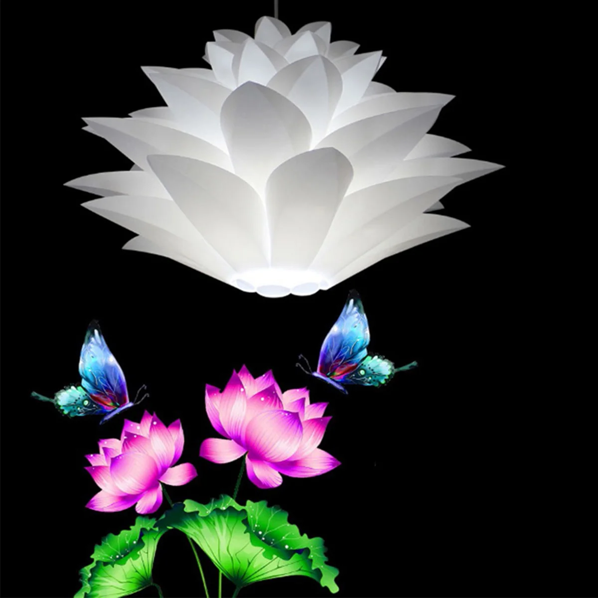 

Simple Nordic Style Lotus Shape Chandelier Wide Pressure 85-265V Ceiling Light E27 Lamp Holder Assemble Pendant Light - Without