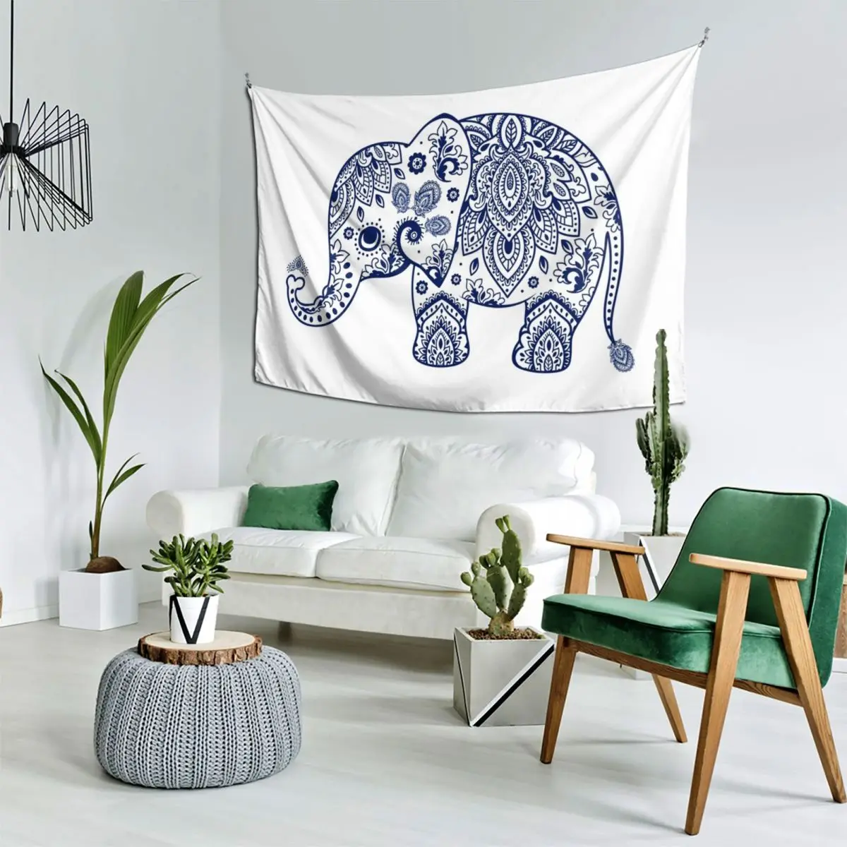

Blue Floral Elephant Illustration Tapestry On The Wall Tapete For The Wall Wallpapers Home Decor Wall Art Tapestry