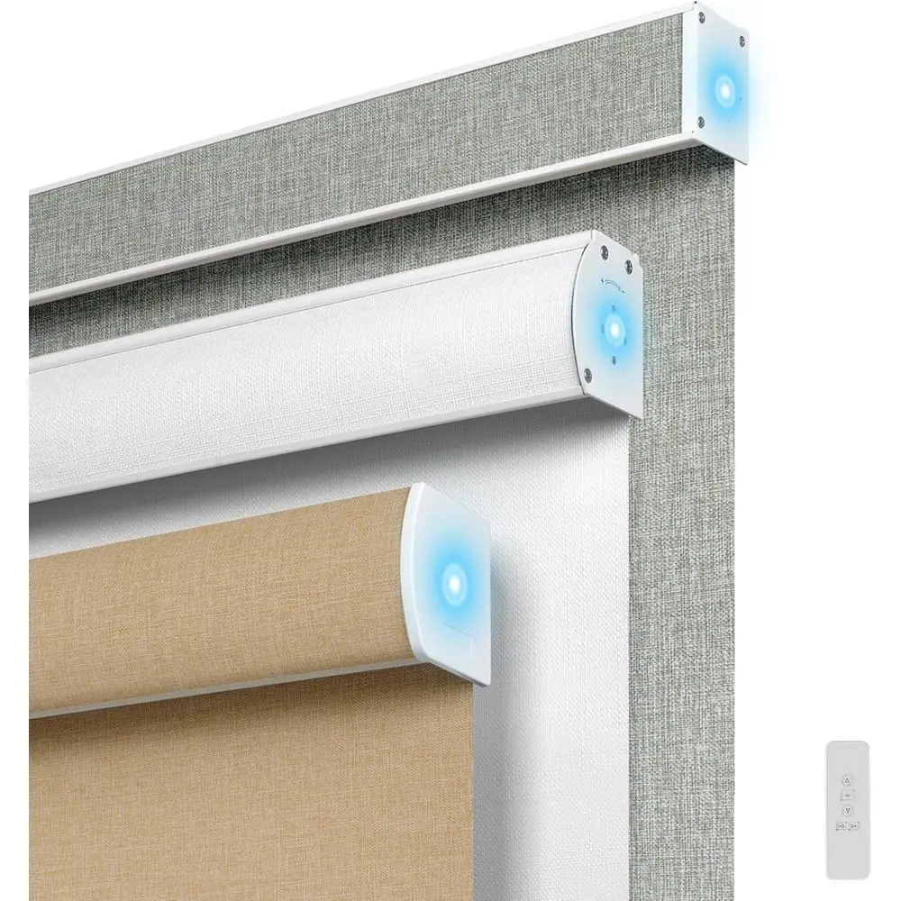 

Smart Motorized Blinds: Blackout & Light Filtering, Linen Fabric, Remote Control, Customizable Automatic Shades, Electric Blinds