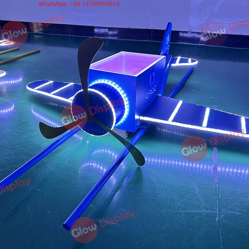 High-End Bespoke LED Bottle Display RackBLUE Plane Wine Bottle Glorifier Stand LED Lighting Display Base For Nightclub