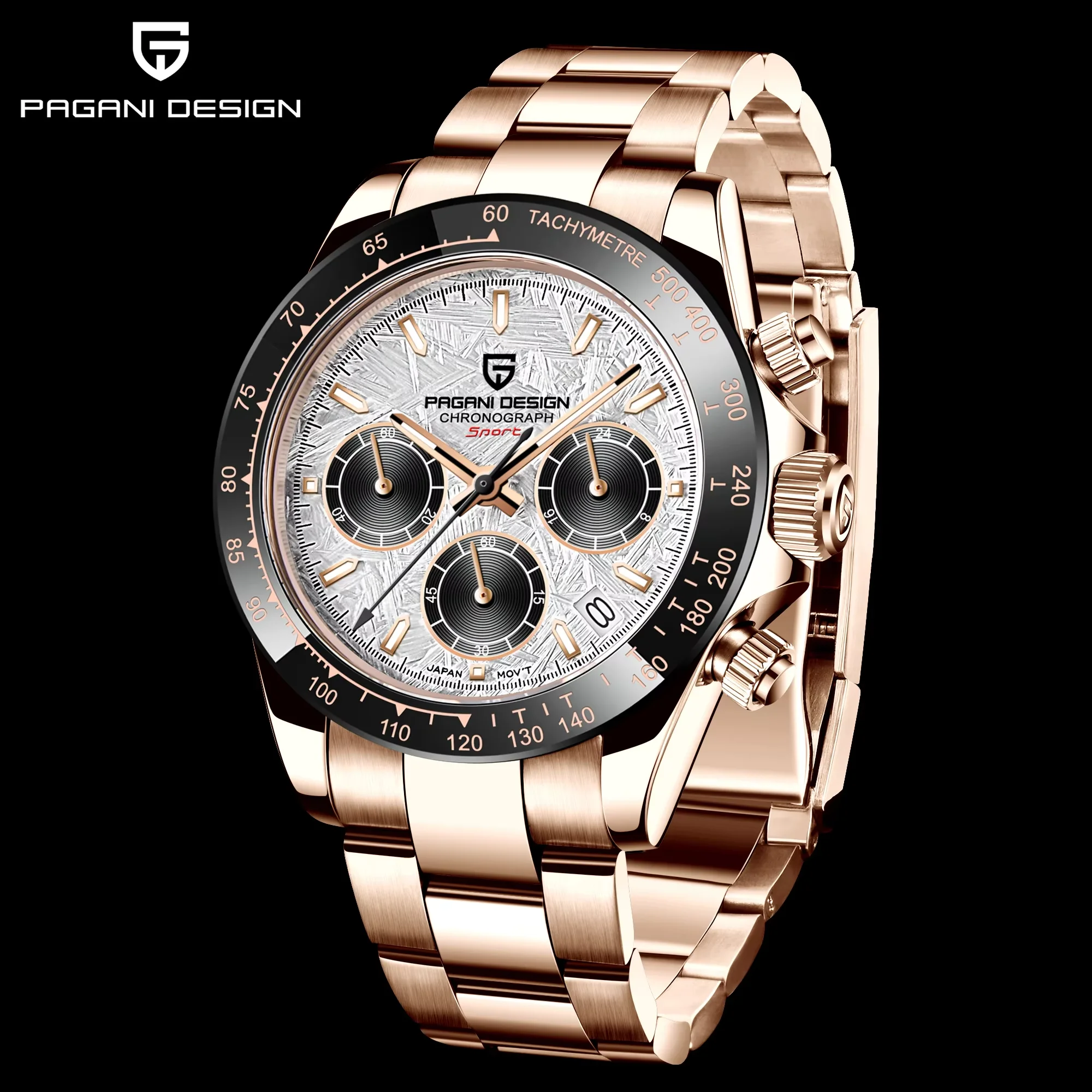 PAGANI DESIGN New Ceramic Bezel Men Quartz Wristwatches Luxurys Sapphire Glass Chronograph 100m Waterproof Stainless Watches Men image 3
