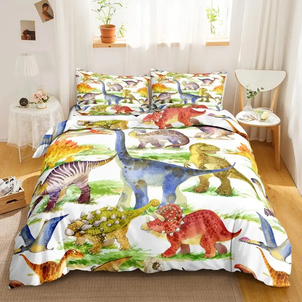 

Dinosaur Duvet Cover Set Cartoon Cute Duvet Cover Boy Bedding Set Dino Comforter Cover Set Soft Dinosaur Animal Teen Bedroom