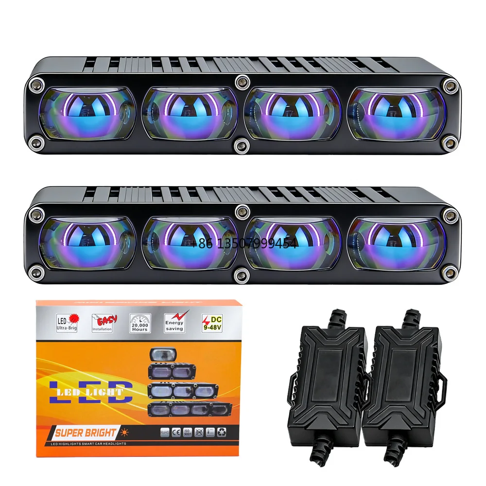 

LED Grille Light 2/3/4/5/6 Lens High Low Beam 55w Spotlights Driving Headlights for Universal Truck Motorcycle ATV