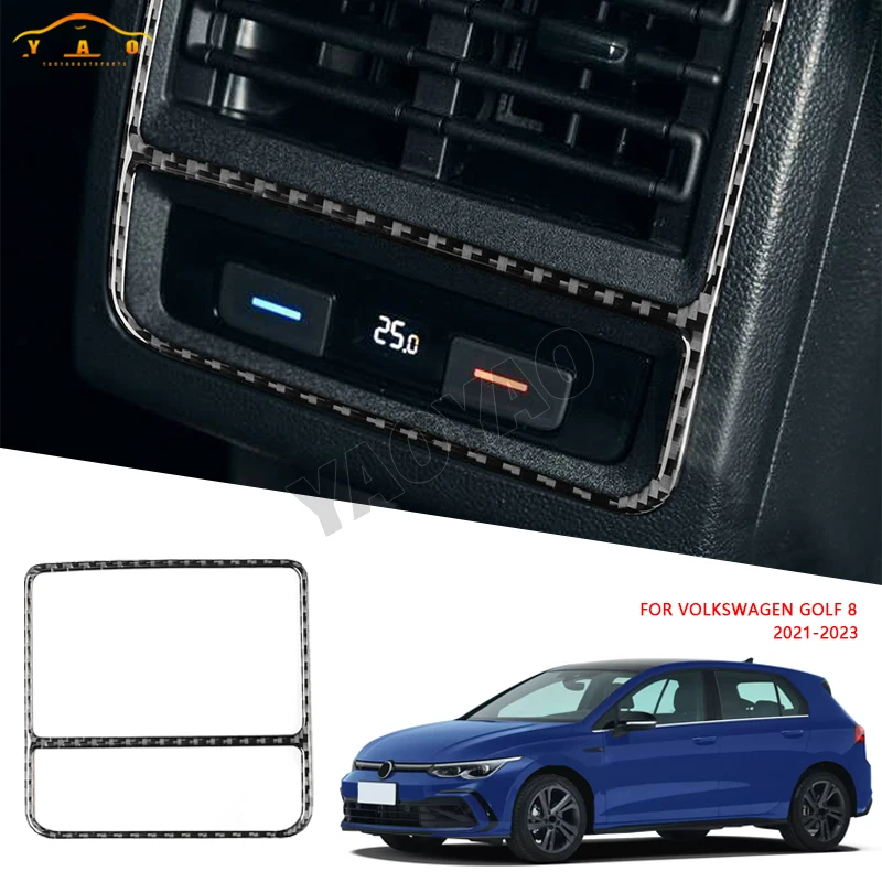 

For Volkswagen VW Golf 8 MK8 2020 2021 2022 2023 Carbon Fiber Rear Air outlet Frame Sticker Interior Trim Accessories