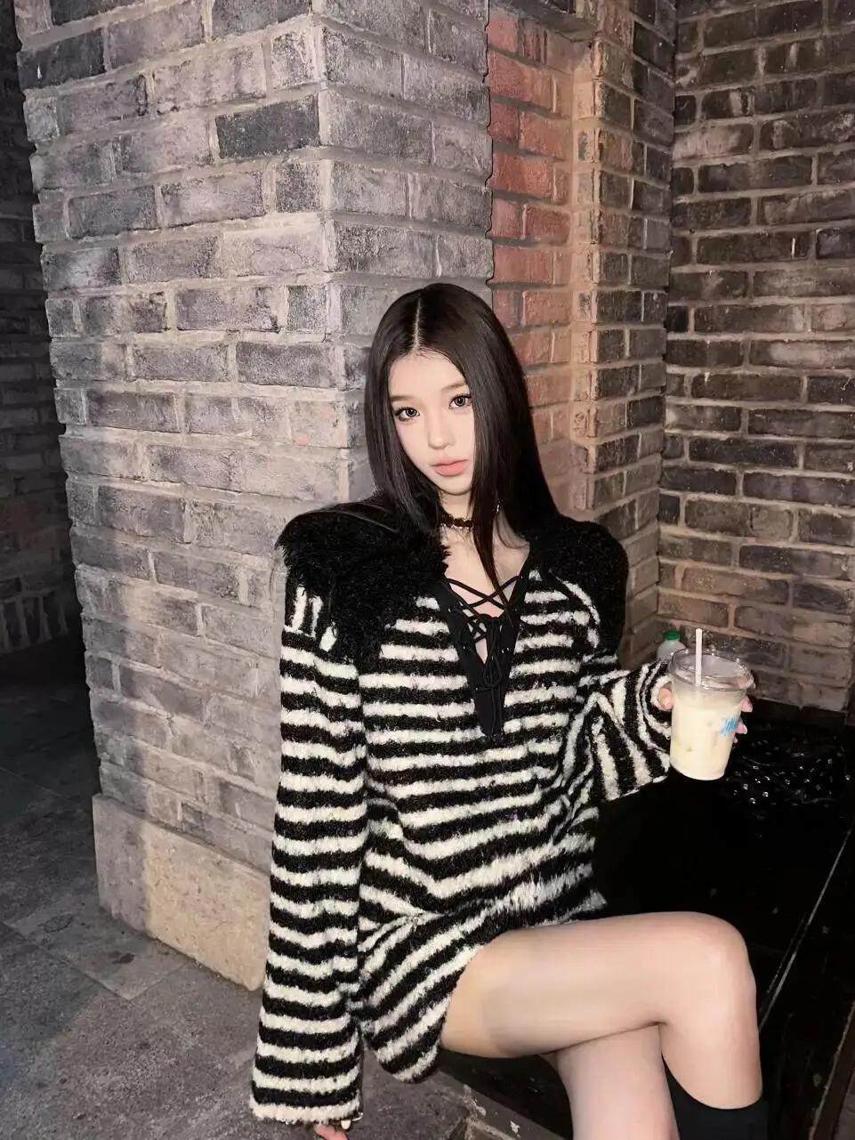 

Women's Striped Pullover Mohair Sweater 90s Aesthetic Y2k Vintage Long Sleeves O-Neck Knitted Jumper Sweaters 2000s Clothes 2025