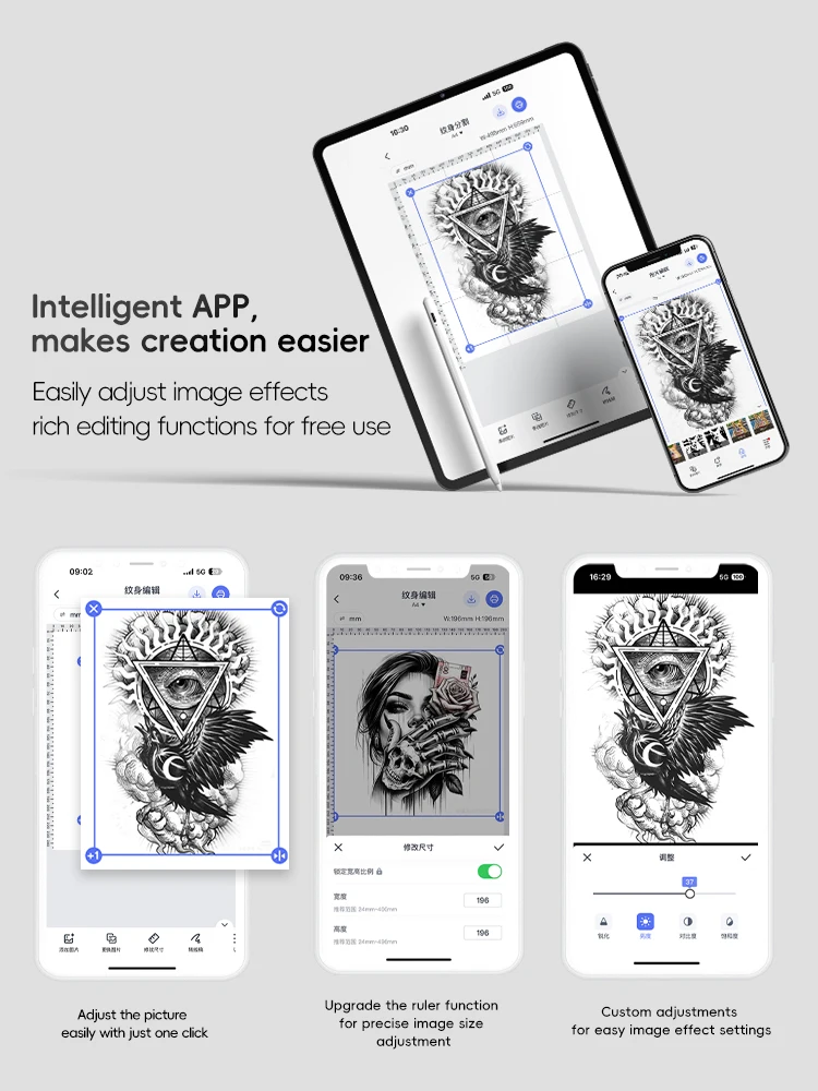 AIMO MR3 Mini Wireless Tattoo Template Printer Wireless Bluetooth Transfer Machine with 30 sheets of tattoo transfer paper