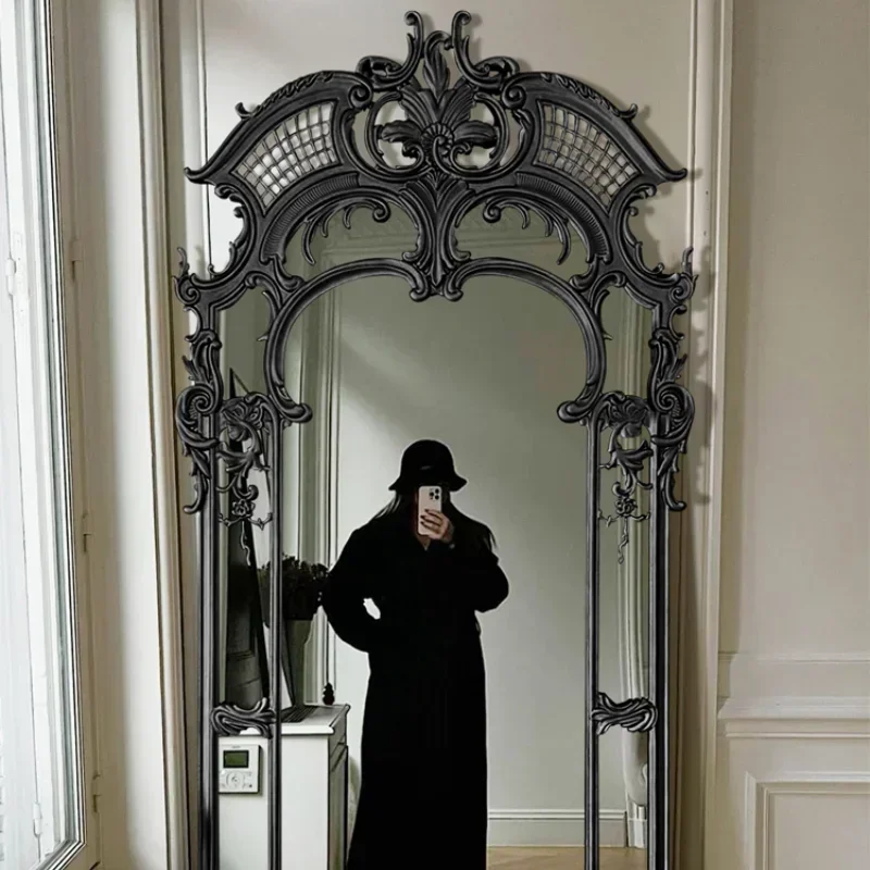 

Full-length mirror French-style carved villa floor-to-ceiling European-style luxury fireplace wall-mounted full-length mirror