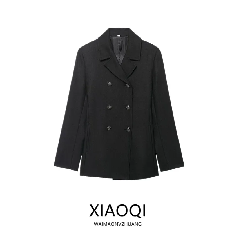 

Loose Double-breasted Long Sve Mixed Fibre Women's Coat New Arrival Winter Faion Ladies' ort Outerwear 2025