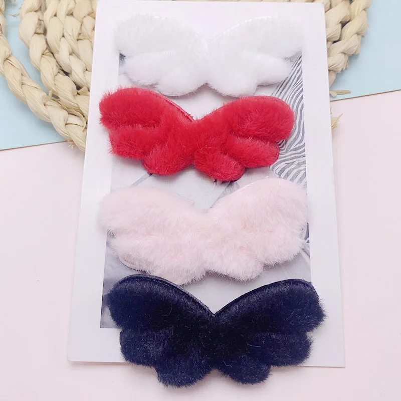 30Pcs 8*4CM Furry Felt Angel Wing Padded Appliques For Baby Sock Hat Sewing DIY Headwear Accessories Patches